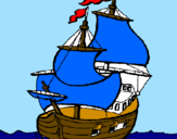 Disegno Barca  pitturato su alessietta