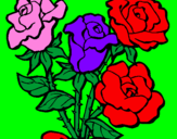 Disegno Mazzo di rose  pitturato su michela