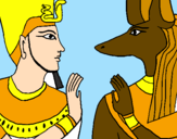 Disegno Ramses e Anubis pitturato su egizi