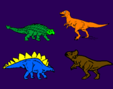 Disegno Dinosauri di terra  pitturato su stefano