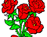 Disegno Mazzo di rose  pitturato su federico