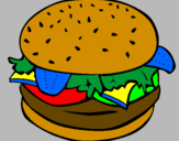 Disegno Hamburger completo  pitturato su ilenia
