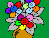 Disegno Vaso di fiori  pitturato su paola