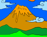 Disegno Monte Fuji pitturato su elsa