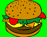 Disegno Hamburger completo  pitturato su hamburger
