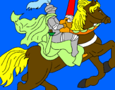 Disegno Cavaliere a cavallo pitturato su roberto