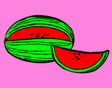 Disegno Melone  pitturato su luis
