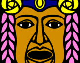 Disegno Maschera Maya pitturato su margarita
