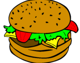 Disegno Hamburger completo  pitturato su marcy