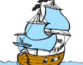 Disegno Barca  pitturato su sunil