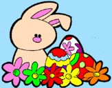 Disegno Coniglietto di Pasqua  pitturato su laura