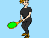 Disegno Ragazza che gioca a tennis  pitturato su giulia