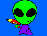 Disegno Alieno II pitturato su Checco