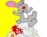 Disegno Coniglio di Pasqua pitturato su mary