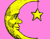 Disegno Luna e stelle  pitturato su azzeddine
