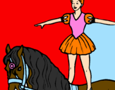Disegno Trapezista in groppa al cavallo pitturato su GAIA