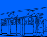 Disegno Tram con passeggeri  pitturato su joharis 