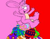Disegno Coniglio di Pasqua pitturato su samy