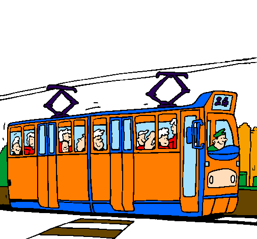 Tram con passeggeri 
