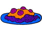 Disegno Spaghetti al ragù  pitturato su uhailkñ