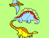 Disegno Tre specie di dinosauri  pitturato su samuel