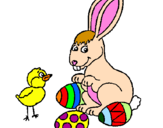 Disegno Pulcino, coniglietto e uova  pitturato su uova 6