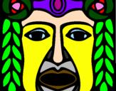 Disegno Maschera Maya pitturato su hamza
