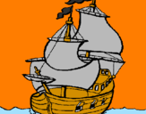 Disegno Barca  pitturato su giacomo