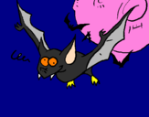 Disegno Pipistrello pazzo  pitturato su un mare di colore