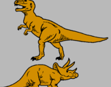 Disegno Triceratops e Tyrannosaurus Rex pitturato su santiago