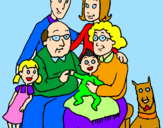Disegno Famiglia pitturato su marty