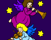 Disegno Angeli musicisti  pitturato su Giorgia Camilla