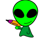 Disegno Alieno II pitturato su lisa