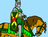 Disegno Cavaliere a cavallo pitturato su marco