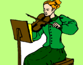 Disegno Dama violinista  pitturato su REGINA
