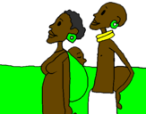 Disegno Famiglia della Zambia  pitturato su andrea
