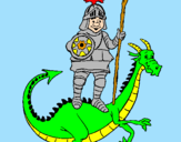 Disegno San Giorgio con il drago  pitturato su leonardo