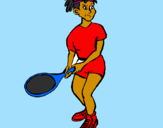 Disegno Ragazza che gioca a tennis  pitturato su chiara