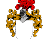 Disegno Blasone e casco pitturato su stemma nobiliare