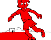 Disegno Giocare a calcio pitturato su chiara c.