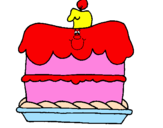 Disegno Torta di compleanno  pitturato su ALESSIA