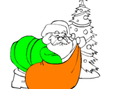 Disegno Babbo Natale che consegna i regali pitturato su ooooooooo6