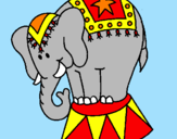 Disegno Elefante in scena  pitturato su sara