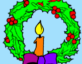 Disegno Corona augurale con una candela pitturato su Camilla