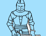 Disegno Cavaliere con una mazza  pitturato su lLoris