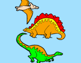 Disegno Tre specie di dinosauri  pitturato su samuele m