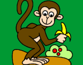 Disegno Scimmietta  pitturato su bibi
