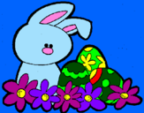 Disegno Coniglietto di Pasqua  pitturato su rosa giulia