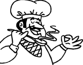Disegno Lassaggio dello chef pitturato su francesca
