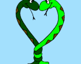 Disegno Serpenti innamorati  pitturato su tommy c 